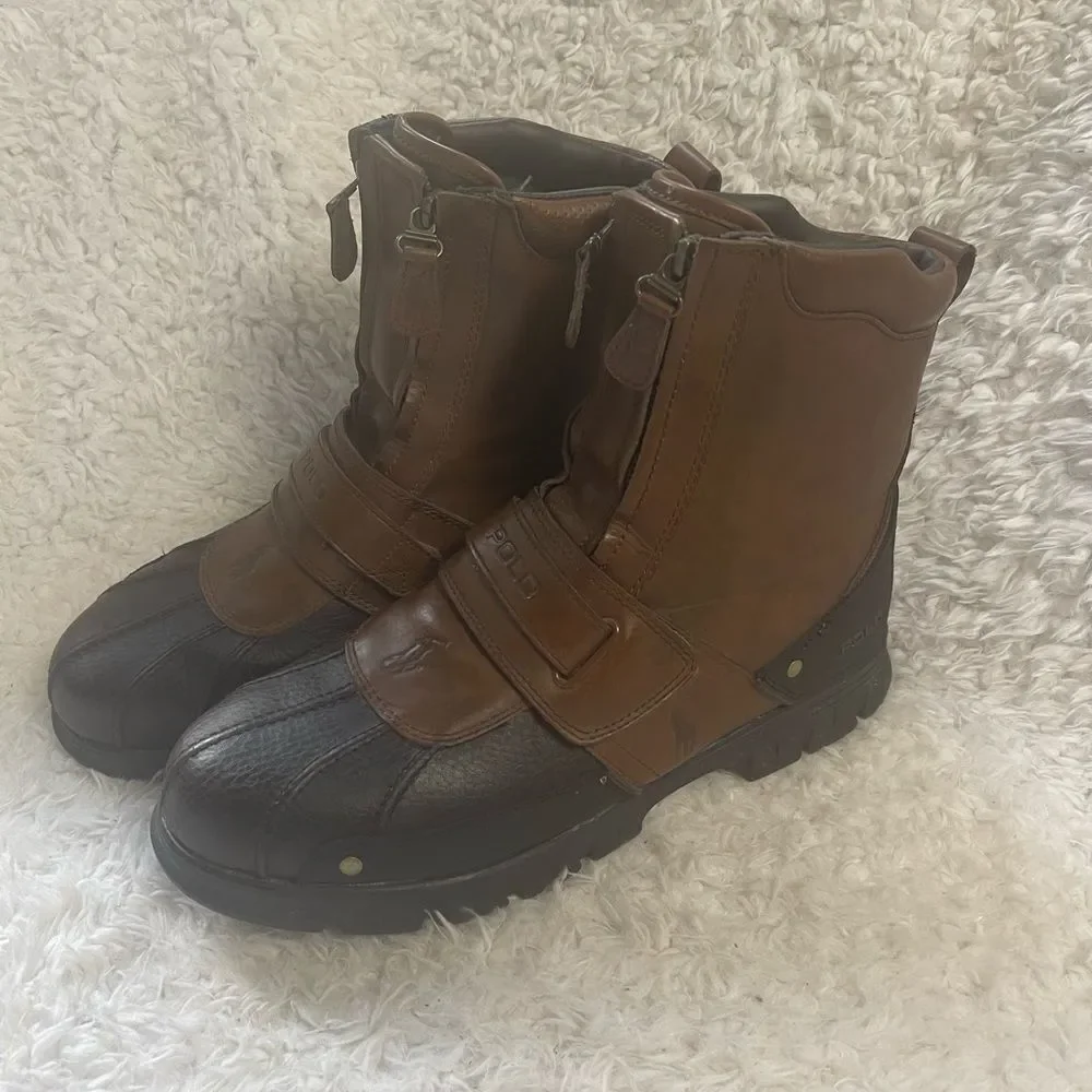 Polo Ralph Lauren Men's Darrance Ankle Boot, Tan/ Black SZ13D